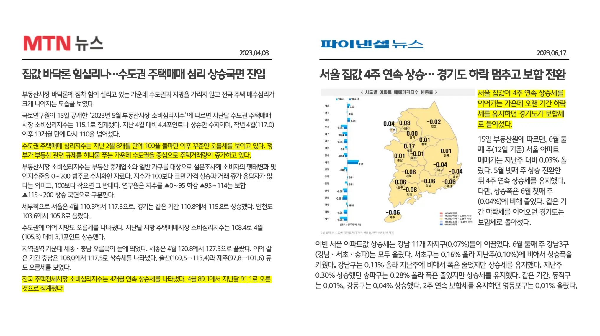 수도권 집값하락기사